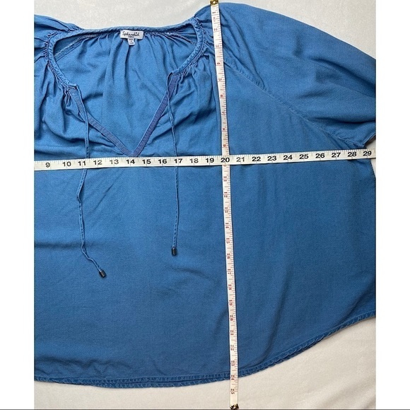 Splendid Medium Wash Crosshatch Gauze Peasant Top Size Small - Picture 11 of 11